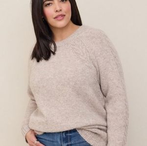 Torrid Vegan Cashmere Pullover Crew Neck Tunic Sweater - Oatmeal